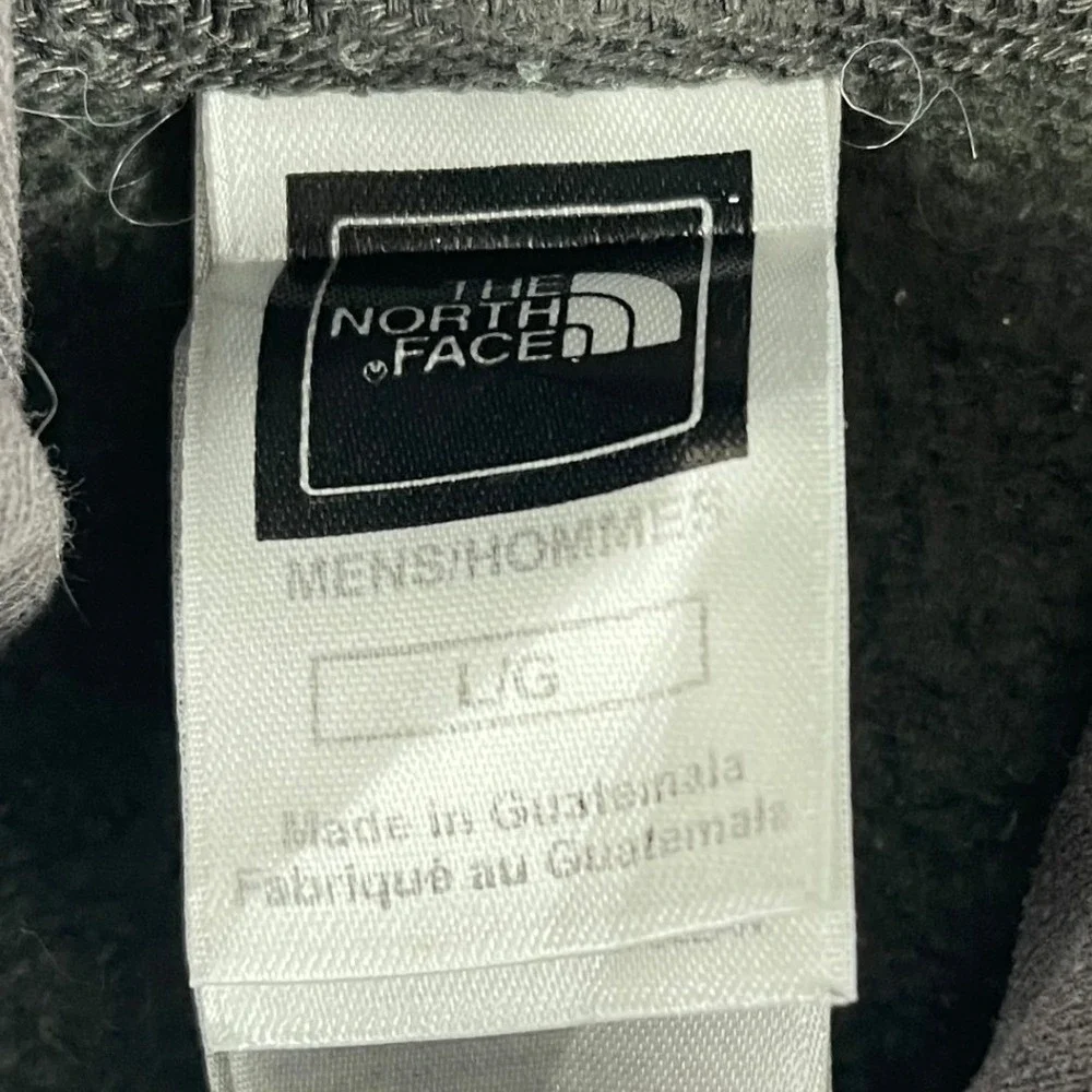 The North Face Men Large Gray Hoodie Blue Logo Graphic Pullover Sweatshirt